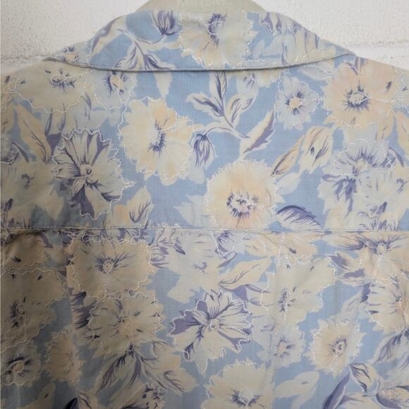 Passports Vintage Floral Hawaiian Floral Print Vacation Short Sleeve Button Up L - Picture 4 of 8